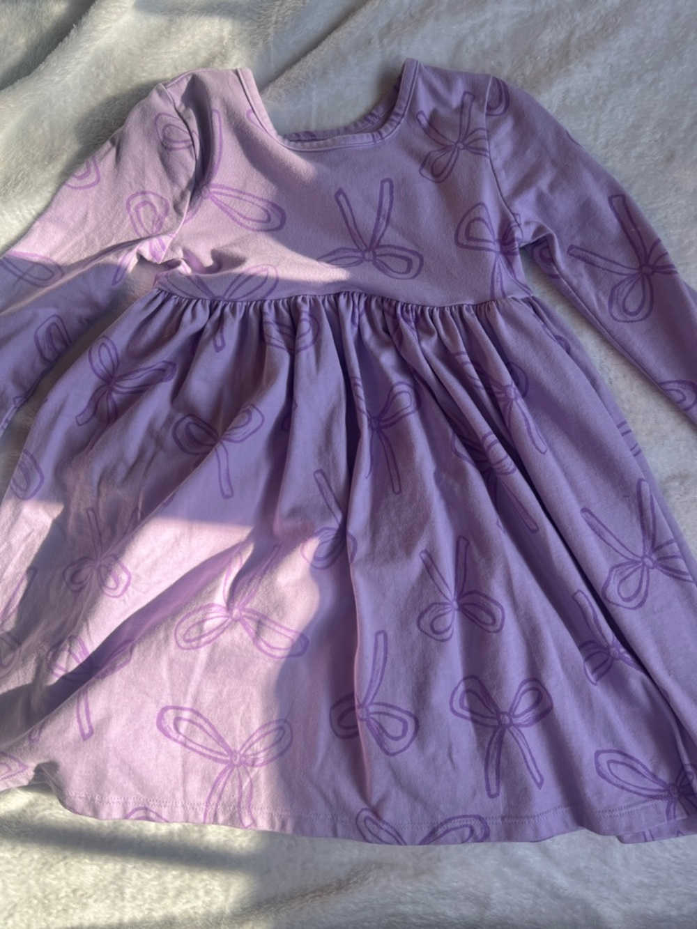 Falls Creek Lilac Bow-Print Long Sleeve Dress